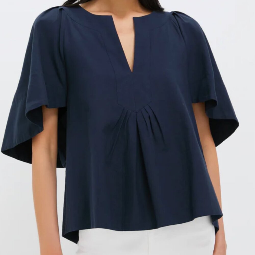 Pomander Place Navy Finley Flutter Sleeve Top